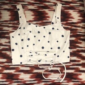 NEW Coquette Polka Dot Cami Tank Crop Corset Lace Up  Romantic Top Shirt Blouse